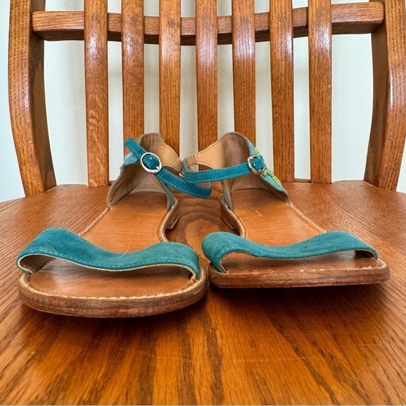 Miss Albright Suede, Beaded, Floral, Leather, Ankle Strap, Turquoise, Size 9 - Picture 5 of 10